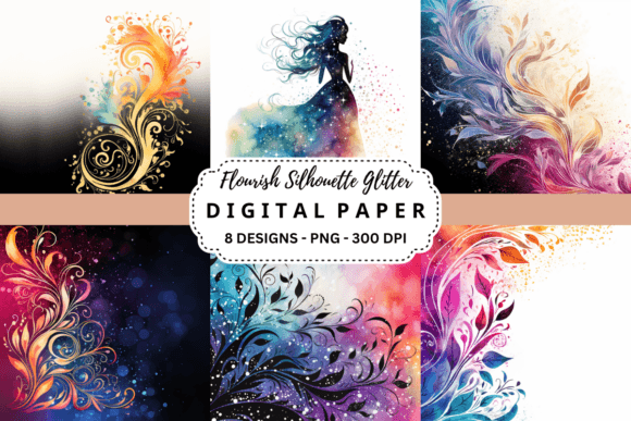 Download Flourish Silhouette Glitter Background - Premium Resources